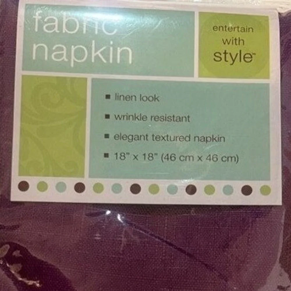 Napkins 4 Burgundy Textured Polyester‎ Benson Mills 18 Wrinkle Resist Linen Look